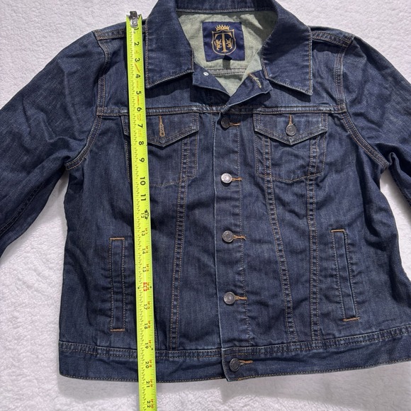 Talbots Big Patch Jean Jacket Women Sz Petite Large LP Dark Blue Denim Stretch - Picture 13 of 16